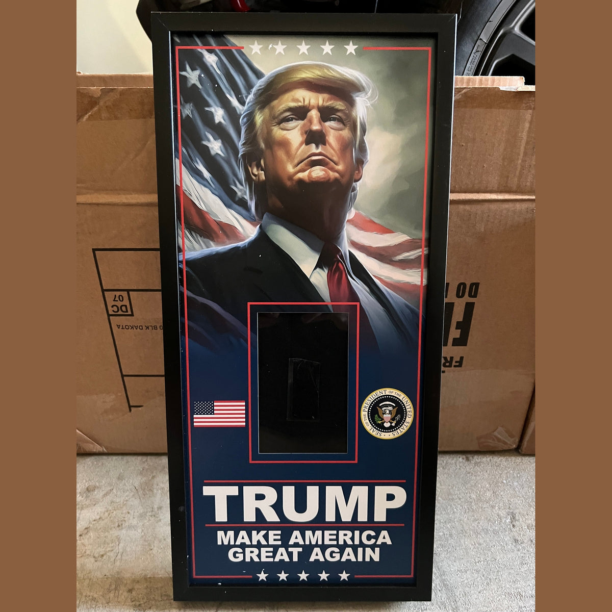 10 x 21 Framed Vinyl Card Display - Donald Trump