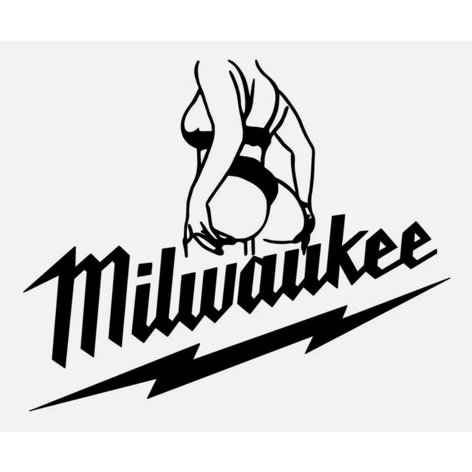 Milwaukee Tools Logo w/ woman Vinyl Decal Sticker