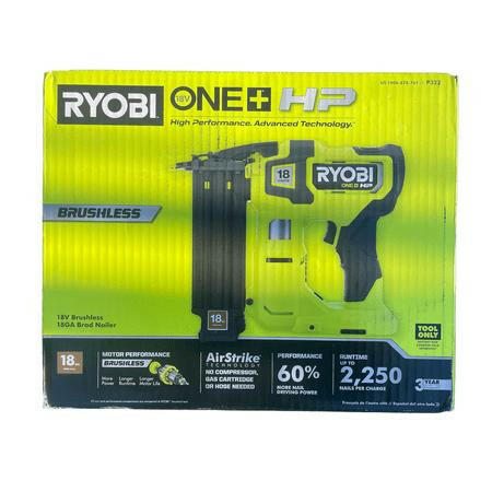 RYOBI P322 One+ HP 18V 18-Gauge Brushless Cordless Airstrike Brad Nailer NEW, OPEN BOX, USED, PARTS.
