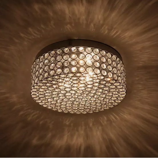 Merra 12 in. 2-Light Chrome Crystal Flush Mount NEW LOT 3756.