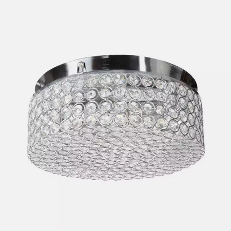 Merra 12 in. 2-Light Chrome Crystal Flush Mount NEW LOT 3756.