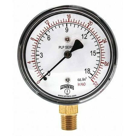Winters Low Pressure Gauge Bottom 0 to H2O PLP301 NEW LOT 2401.