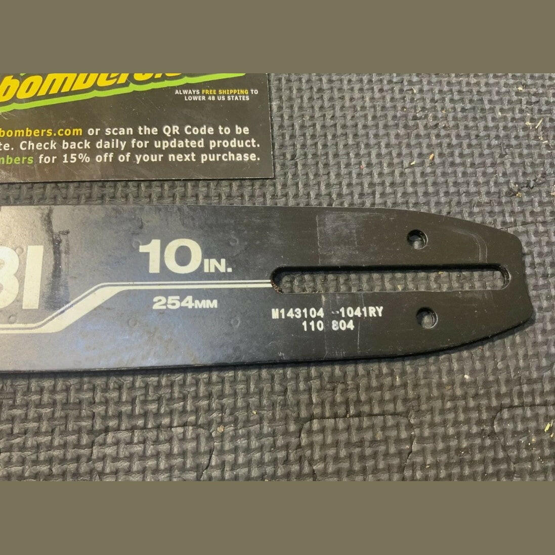 OB Ryobi Chainsaw P546 Bar ONLY 10 inch BAR OEM original 316668001  LOT 2266.