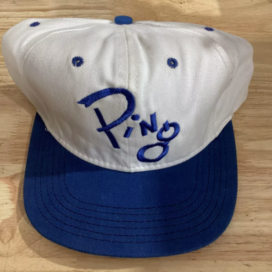 OB Ping Embroidered White & Blue Golf Hat LOT 4475.