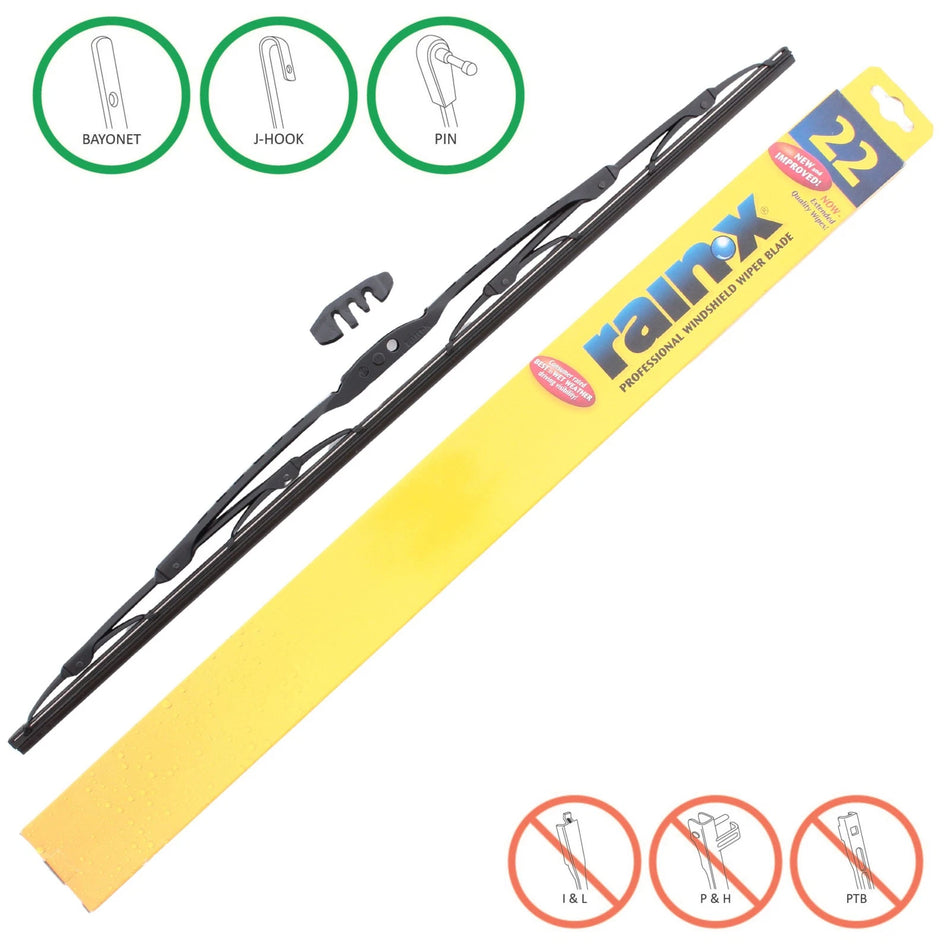 6- Rain-X RX30122 Professional Wiper Blade 22 Inch- J-Hook Bayonet & Side Pin NEW.