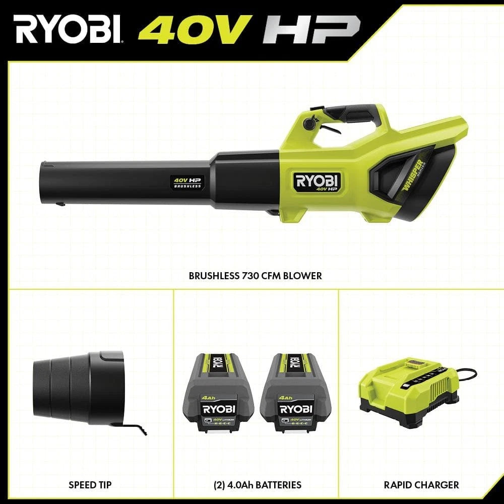 RYOBI RY404100 40V HP Brushless 190MPH 730CFM Jet Fan Leaf Blower OPEN BOX.