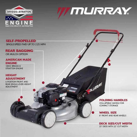 PICK UP / YARD Murray 22 in. 140cc Briggs & Stratton Self-Propelled Lawn Mower w/ FWD & Bagger OPEN BOX