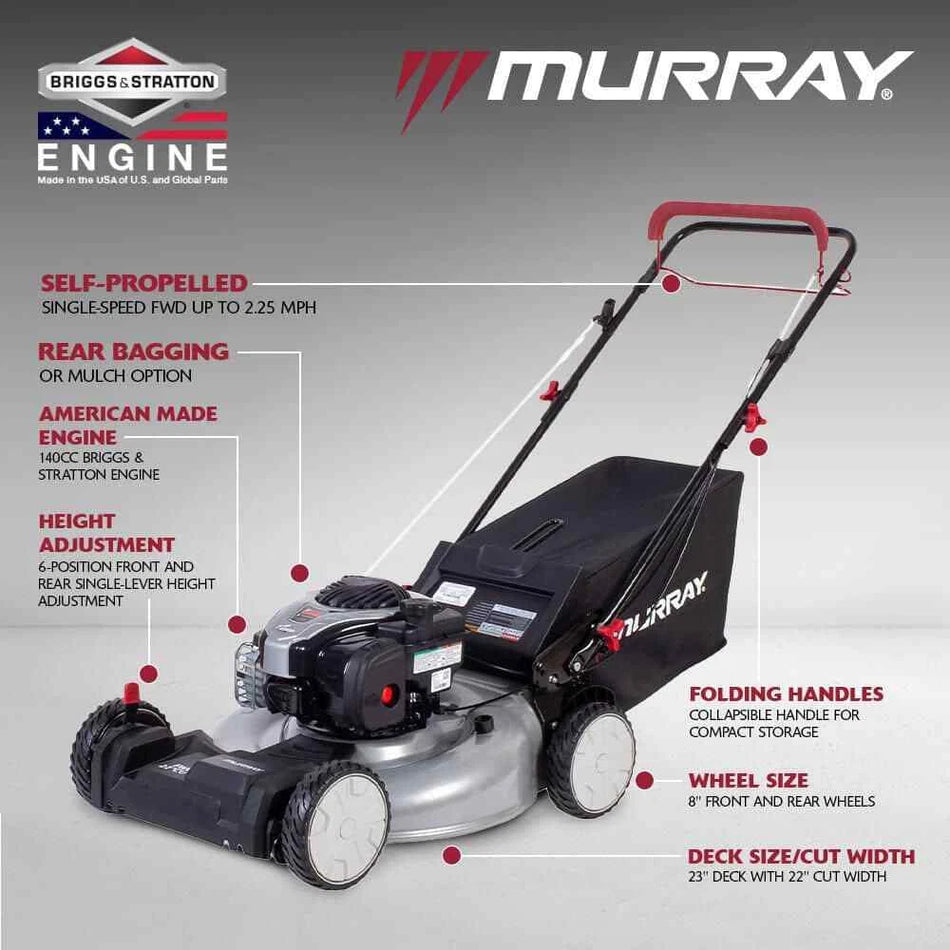 PICK UP / YARD Murray 22 in. 140cc Briggs & Stratton Self-Propelled Lawn Mower w/ FWD & Bagger OPEN BOX