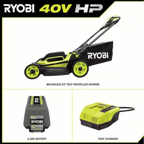 RYOBI 40V HP Brushless 20 in. Cordless Electric self propelled Lawn Mower/ battery PICK UP/YARD