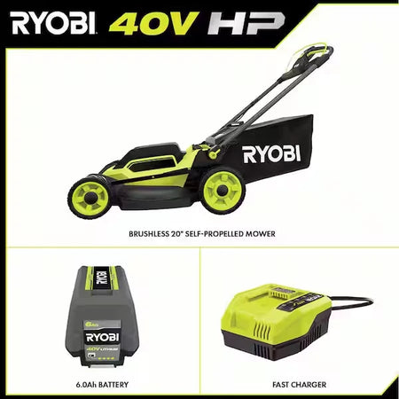 RYOBI 40V HP Brushless 20 in. Cordless Electric self propelled Lawn Mower/ battery PICK UP/YARD