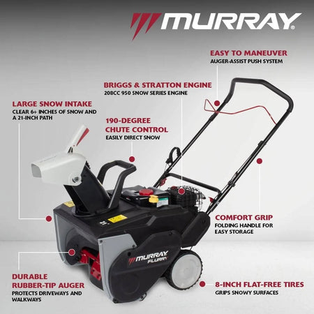 USED Murray MYS2120801 Flurry 21" 208 CC Single-Stage Gas Snow Blower