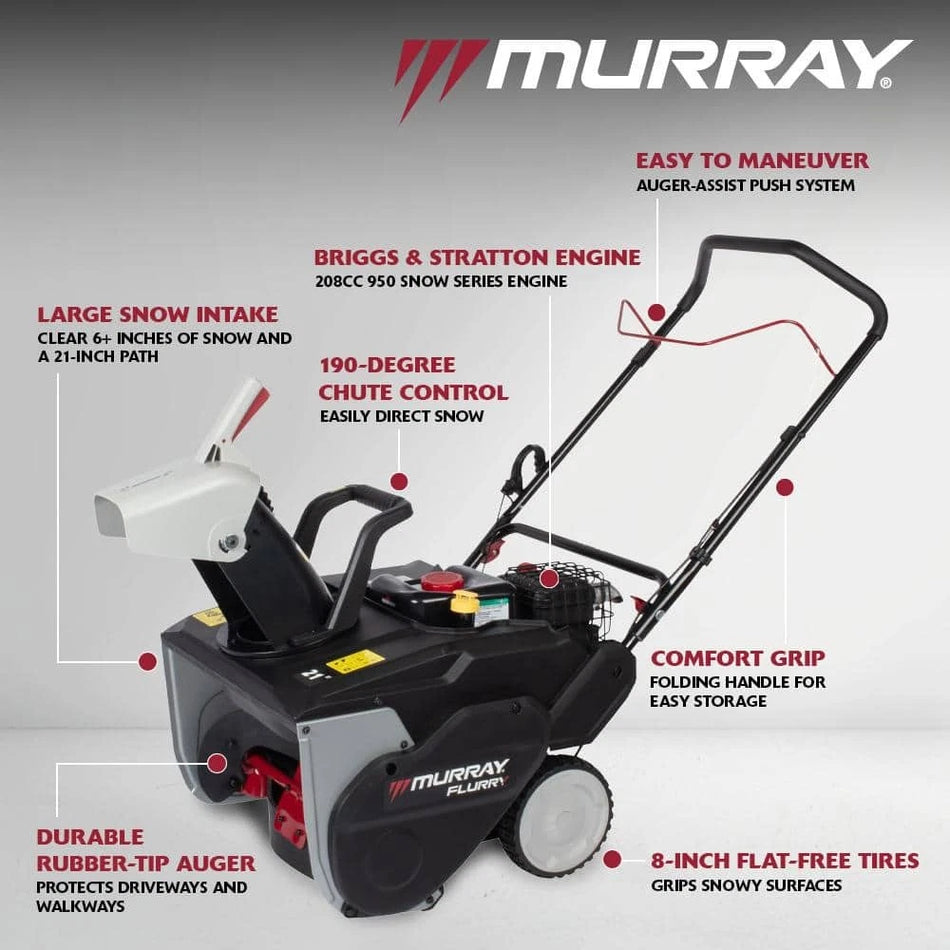 USED Murray MYS2120801 Flurry 21" 208 CC Single-Stage Gas Snow Blower