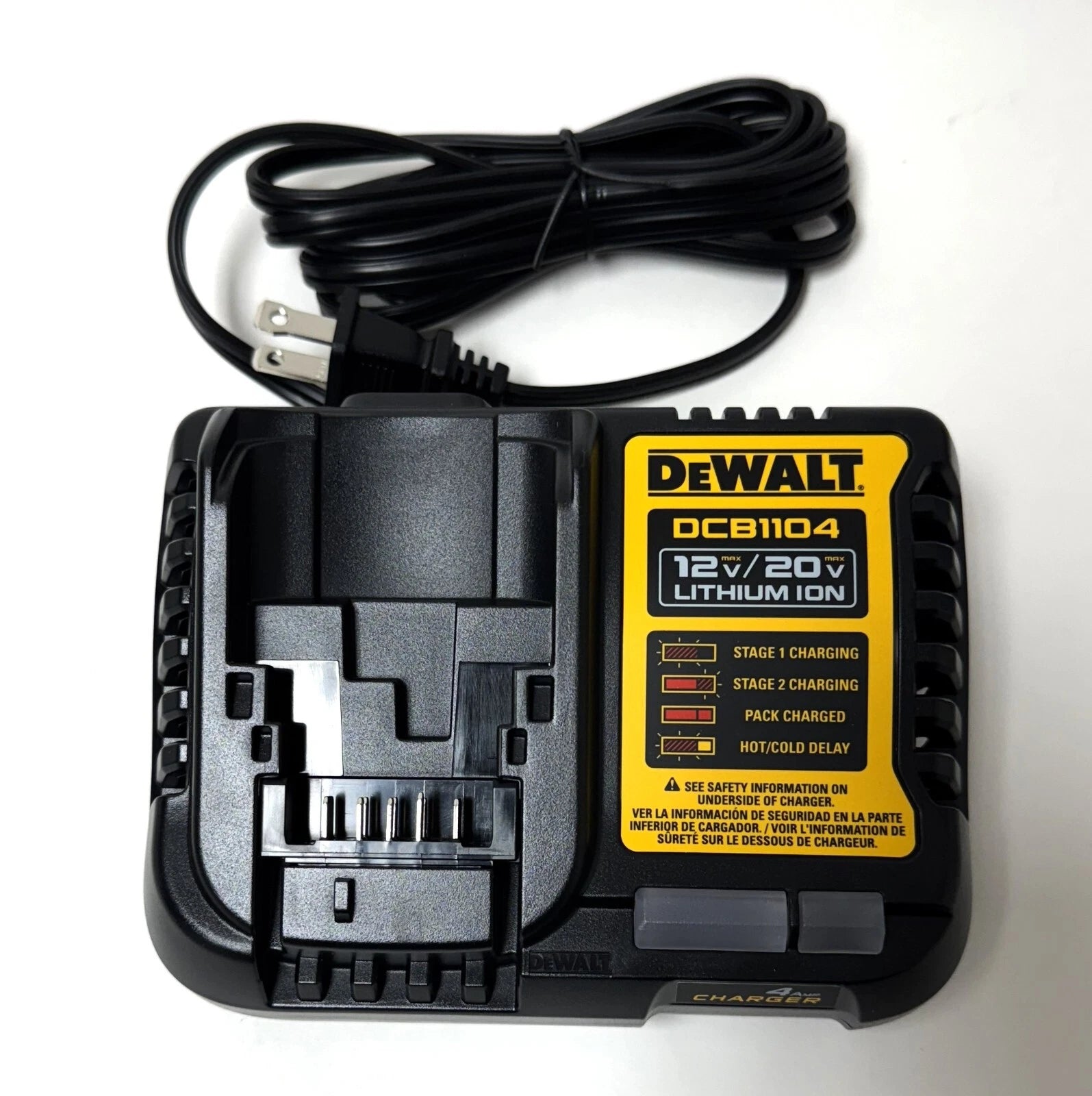 You Pick Condition OEM DEWALT DCB1104 12V MAX / 20V MAX / FLEXVOLT 4 Amp Charger New, Open Box, Used.